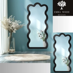 Lustro nieregularne w ramie mdf - WAVE – Blobs Mirrors Czarna Rama